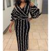 Fall Winter New European American Women's Evening Dress, V Neck Black Split Sexy Midi Bodycon Pencil Dress