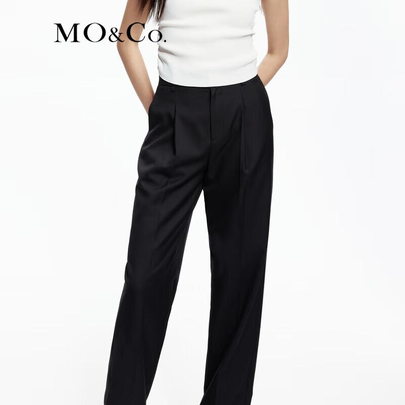 MO&Co. 2024 Spring Washable Wool Blend High-Waist Casual Suit Pants