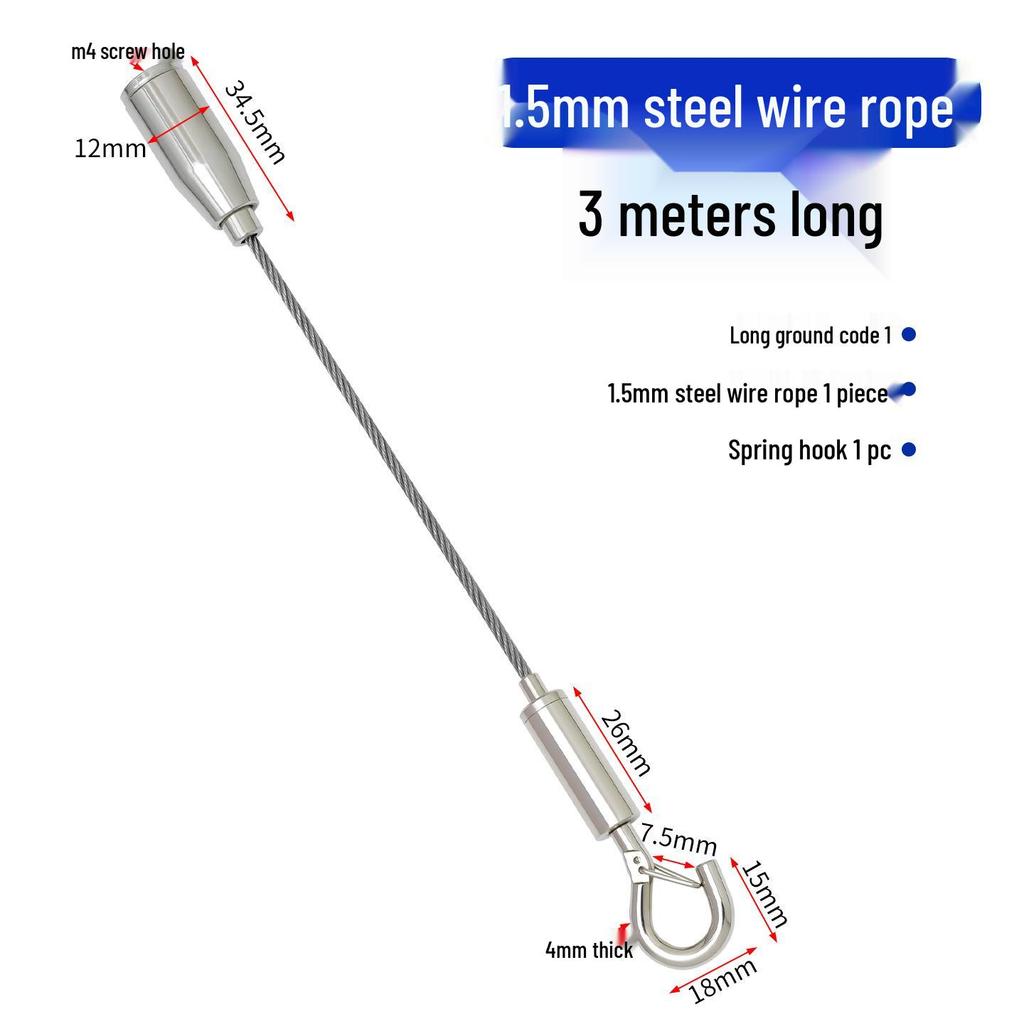Adjustable Steel Wire Rope Hanging Kit with Chandelier Lock and Buckle