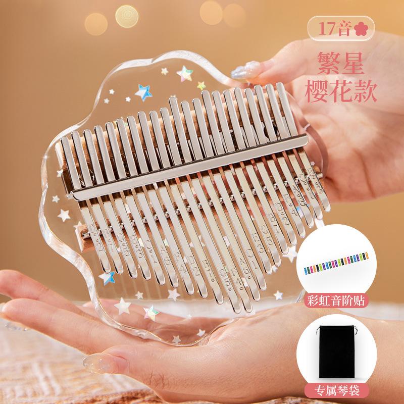 Hluru Kalimba 17 21 Key Fob Thumb Piano Crystal Acrylic Kalimba 17 21 Key Fob Finger Piano Fit For Beginners And Child Keyboard Instrument