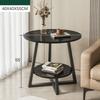 Small Coffee Table Sofa Side Double Layered Living Room Small Round Table Bedroom Simple Bedside Shelf Movable Home Balcony Small Table Ya713