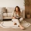 Minimalist Irregular Carpet Cream Style Bedside Carpet Coffee Table Pad Bedroom Rug  Hotel