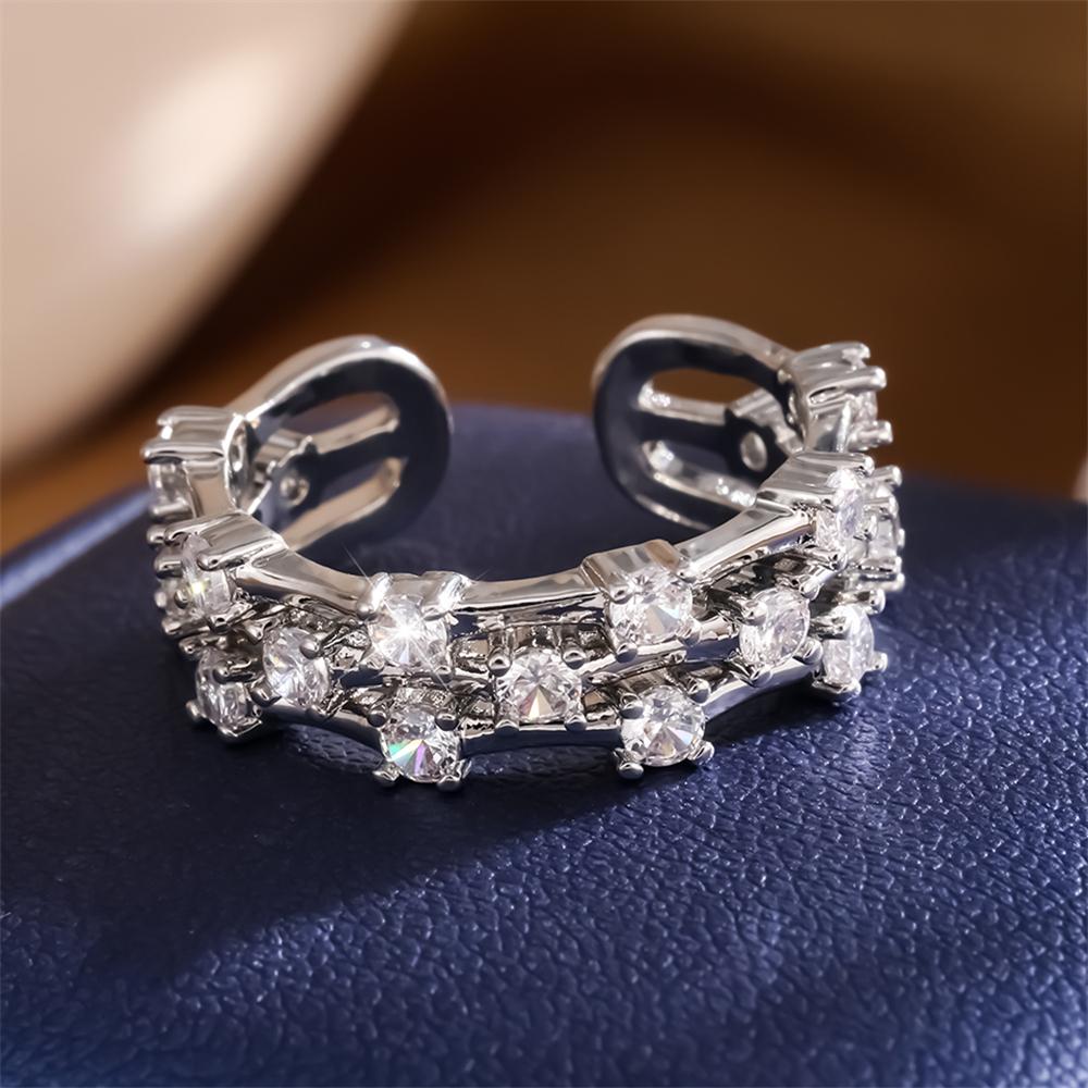 

Htpwe Металл Медь Инкрустированный Цирконием Ветка Полая Форма Открытое Кольцо Женское Позолоченное 18к Золото Парное Праздничный Подарок Кольцо Цирконий resizable медный