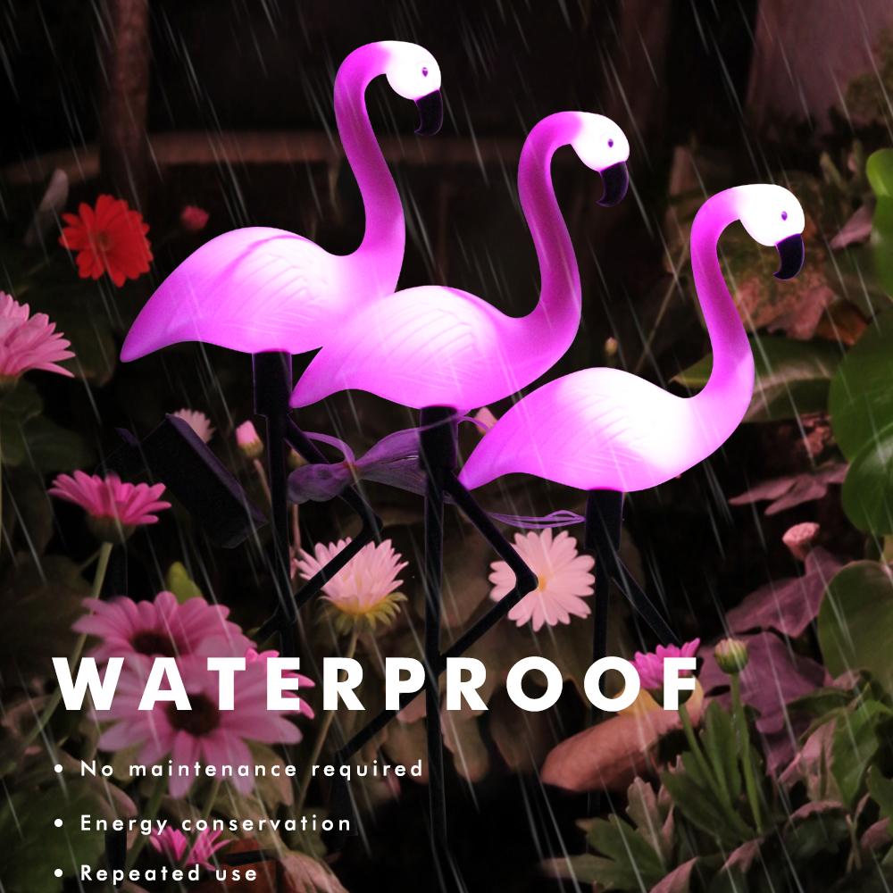 Solar Flamingo Garden Decor Outdoor Waterproof Landscape Lights Villa Lawn Lamp Patio Walkway Lights Holiday Pathway Decoration