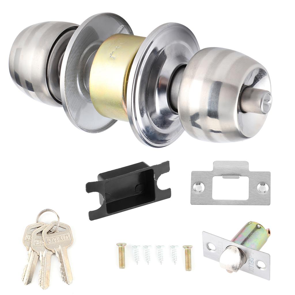 Household Stainless Steel Door Locks Short Tongue Spherical Door Lock for Bedroom Bathroom Use