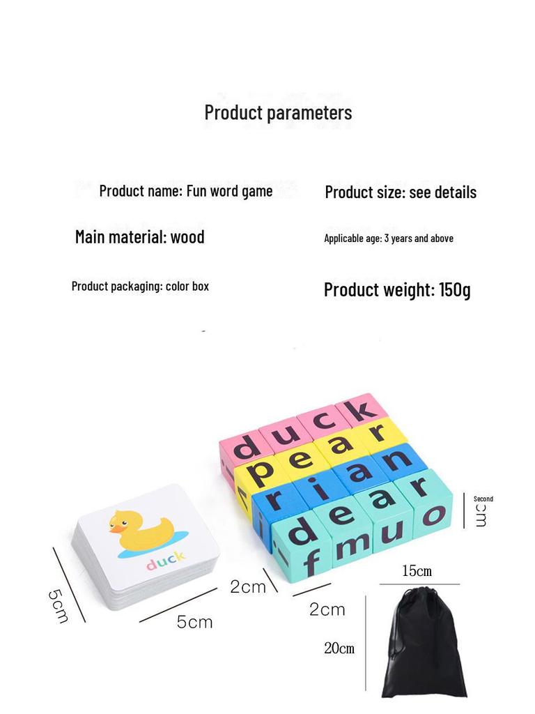 Wooden Puzzle: 26 English Letters Word Game for Kids - Early Childhood Educational Spelling Toy