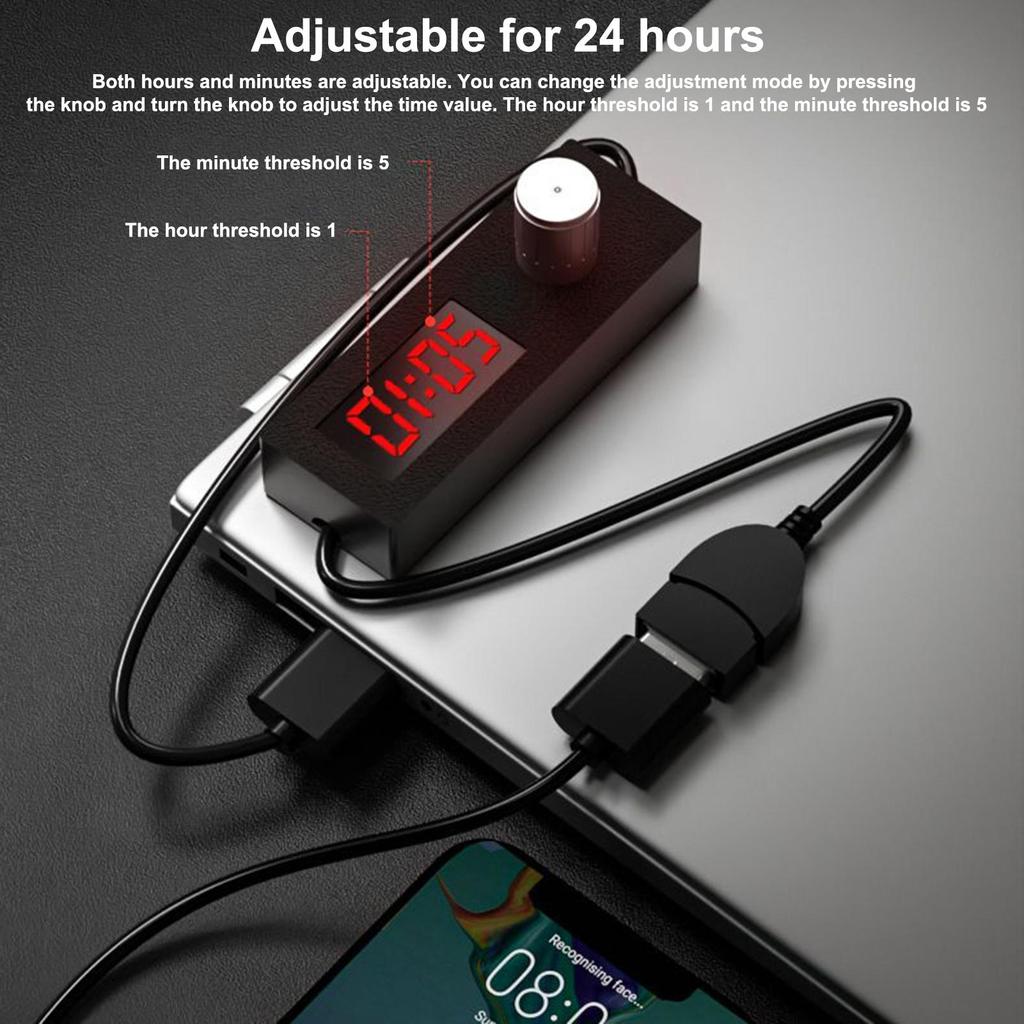 Digitaler USB-Timer-Schaltkabel Draht Digitaler 24-Stunden-Einstellbarer Timer Energie-Aus-Schalter Countdown-Timer Elektrobedarf