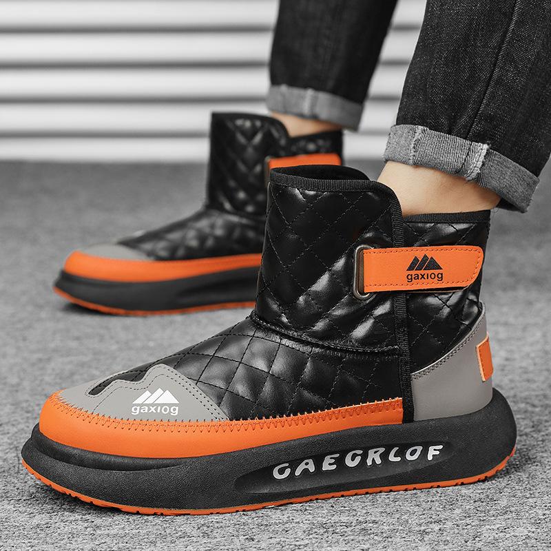 Herren Schneestiefel Winterfell integriertes Fleece verdickt warm und kältefest hochgeschnittene Baumwollstiefel trendige große Baumwollschuhe