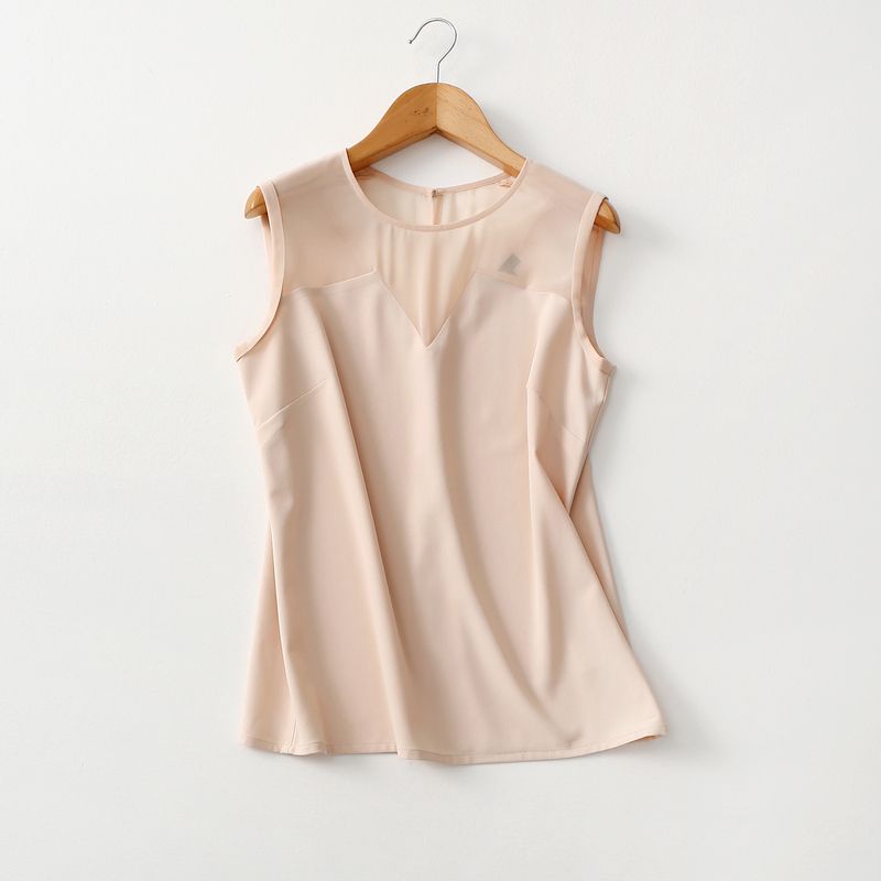 

Export Tail Single Elegant Ol Workplace Sleeveless Chiffon Shirt Wide Shoulder Strap Vest Bottoming Shirt Export Plus Size Women s Clothing Skin color 40 (Bust size 102)