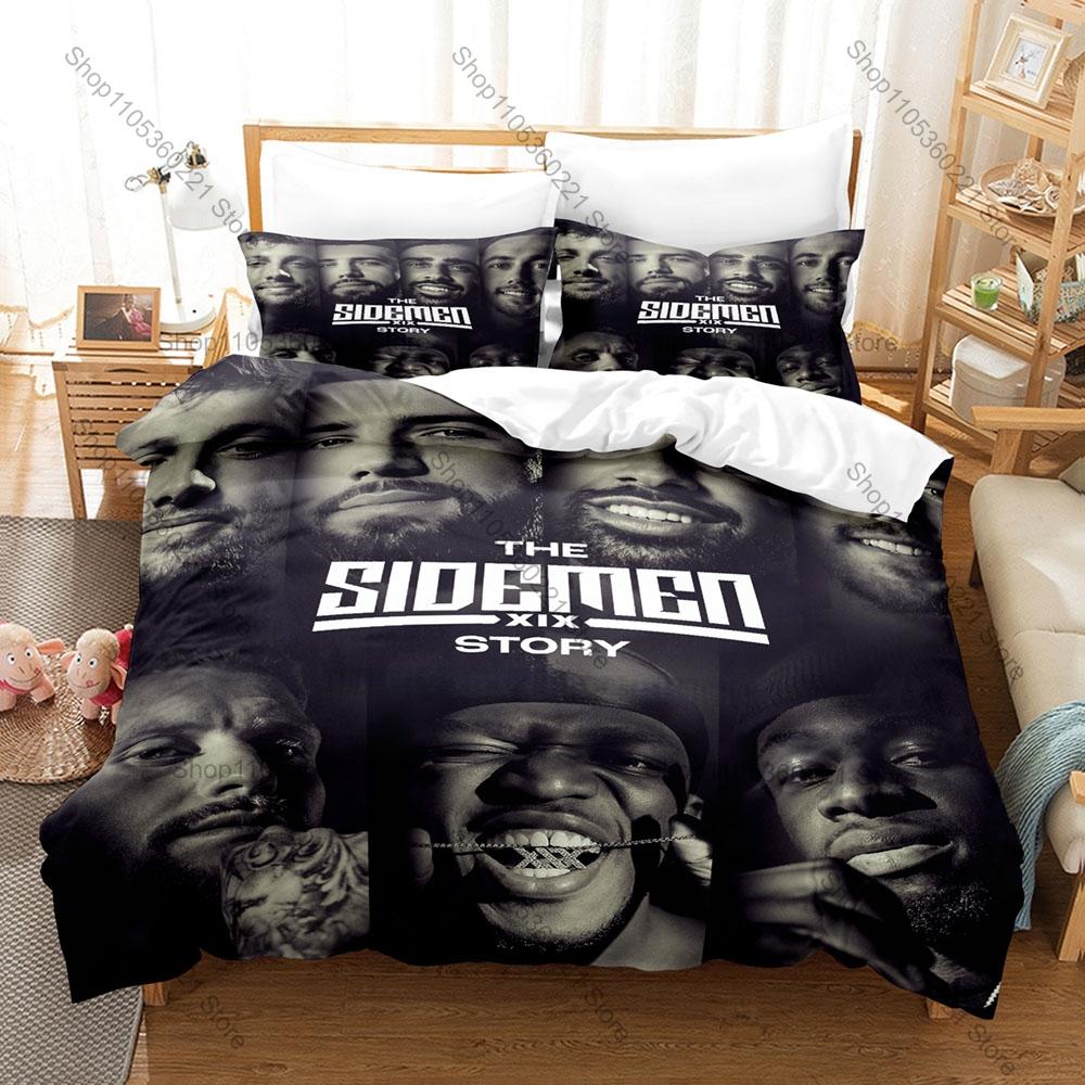 Sidemen Themed Bedding Set 1 Duvet Cover 2 Pillowcases Cartoon Group Character Graphic Breathable Bed Linen Gift Teen Sidemen