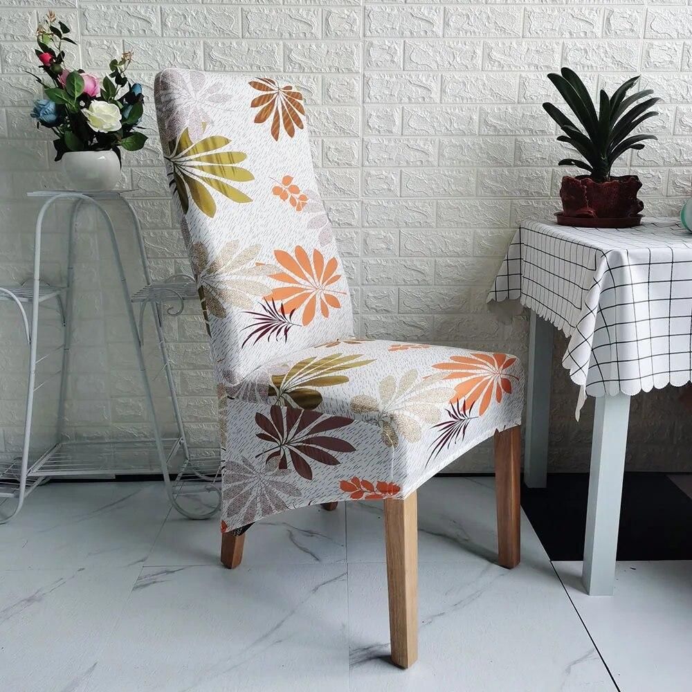 Printed King Back Chair Cover Stretch Large XL Size Chair Covers for Dining Room Home Hotel Banquet Decor Long Seat Protectors