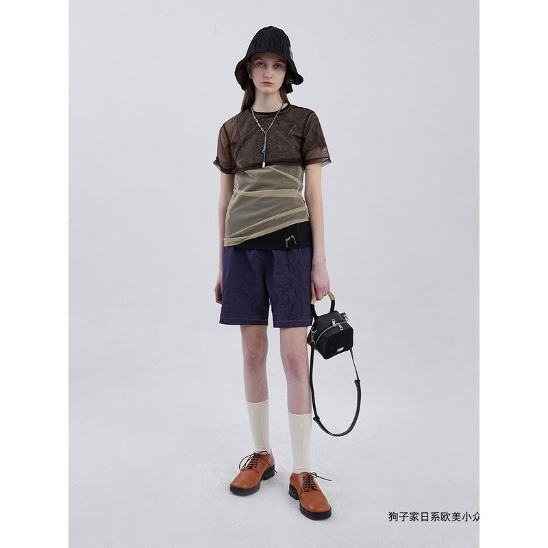 South Korea Niche Style Export Trendy New Arrival Easiest for Match Mid Waist Pure Color Minimalist Fashion Retro Tassel Shorts Women's