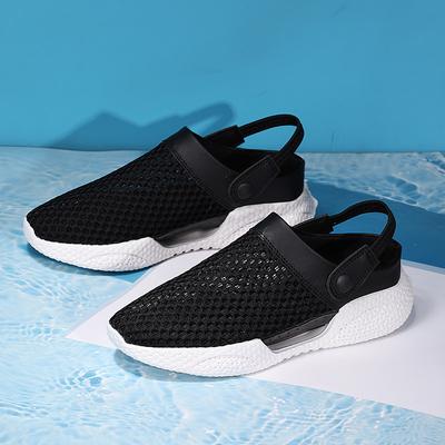 Men's Large Size 45 Slip-On Sandals Half Slippers Student Clog Head Cover Beach Shoes Cold Adhesive Sandals Hollow-out Summer
