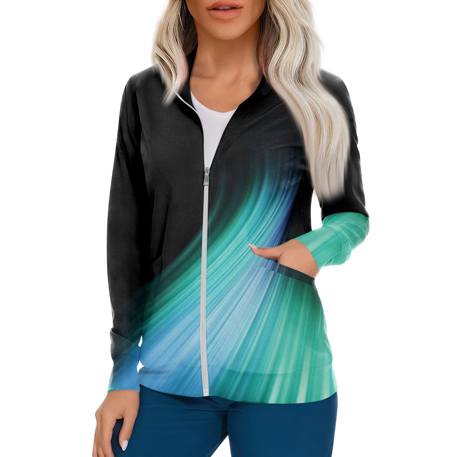 

Женский однобортный защитный комбинезон с длинным рукавом и карманом, рабочий воротник-стойка, кардиган, куртка, топ S циан