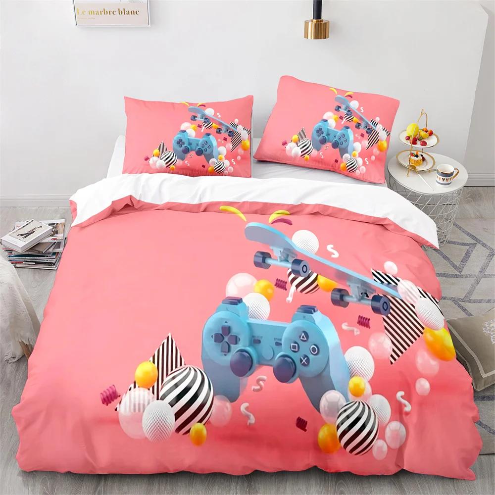 Boy's Gamepad Duvet Cover Set Single Double Size For Boys Girls Game Lover Bedding Set Polyester Comforter Cover With Pillowcase