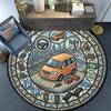 Car Journey Symbols Round Area Rug Under Office Chairs Bedroom Living Room Home Decor