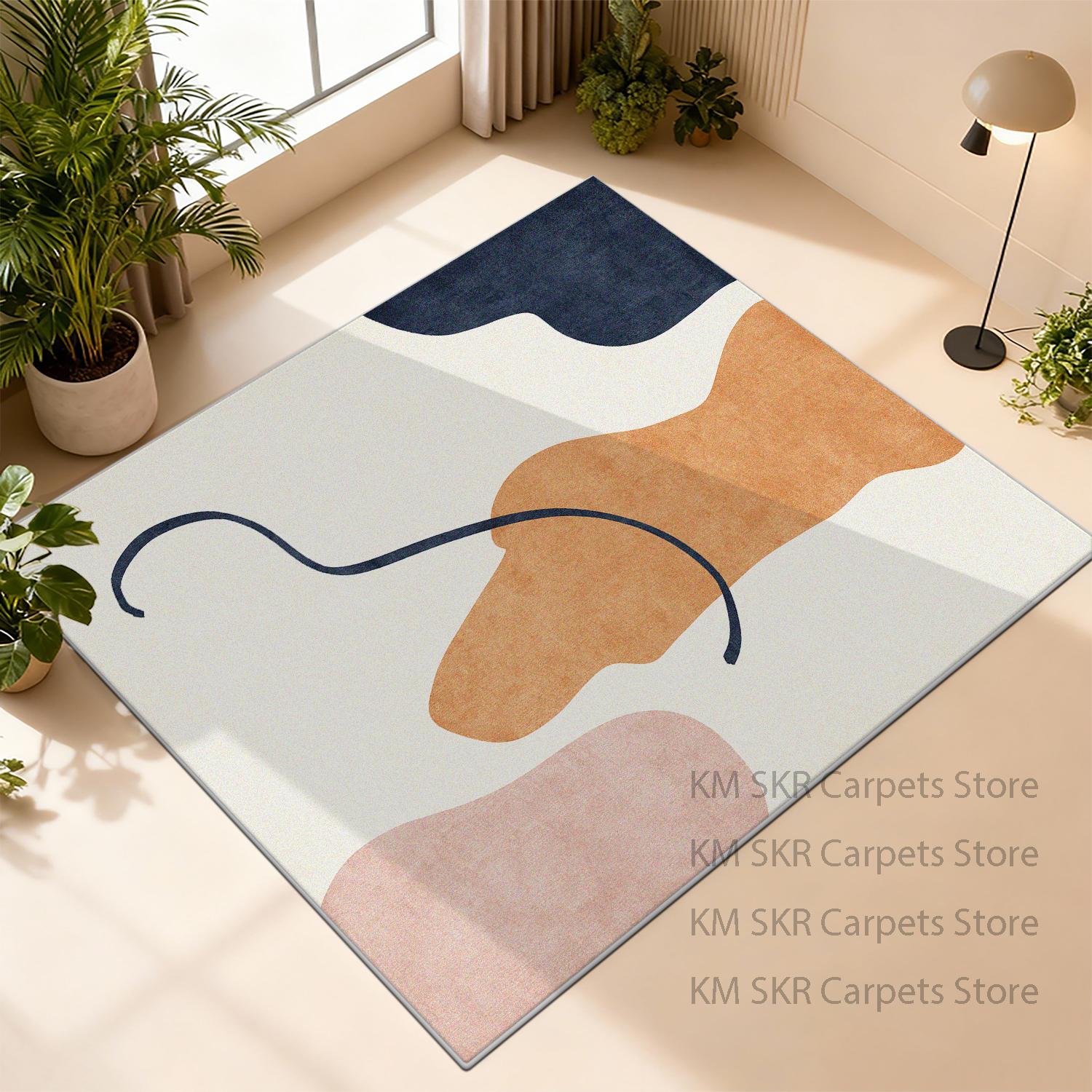 

Modern Simple Style Living Room Carpet Non-slip Washable Decoration Bedroom Office Rug Office Without Velvet Polyester Fiber Mat 60x90cm