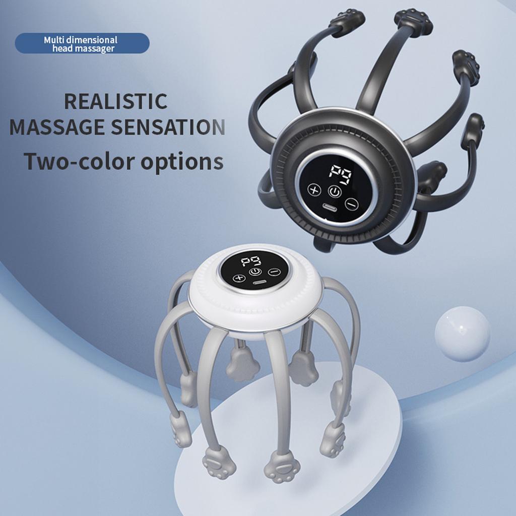 Electric Octopus Head Massager Portable Handheld Scalp Relaxation Vibrating Massage Device for Home Use Stress Relief