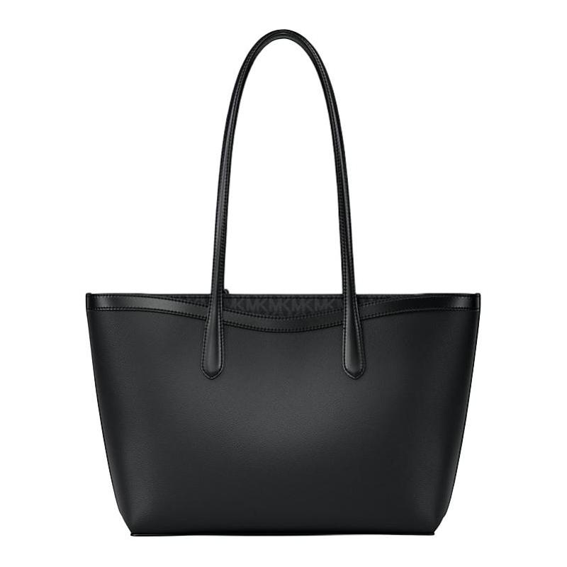 MICHAEL KORS Arden Logo Pendant Patchwork Grained Leather Tote Shoulder Bag Large Women's Black