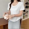 Women's Slim-Fit Pure Cotton U-Neck T-Shirt - Short Sleeve, Versatile Summer Outerwear