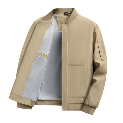 Men's Jacket Spring Baseball Collar Solid Color Middle-aged and Young Anti-wrinkle Business Casual Men's Jacket Cardigan Workwear