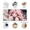 Large Mouse Pad with Cat and Girl Character Durable Rubber Stitched Suitable for Home and Gifts Pink-Haired Design, Non-Slip Material, Edges, Office,
