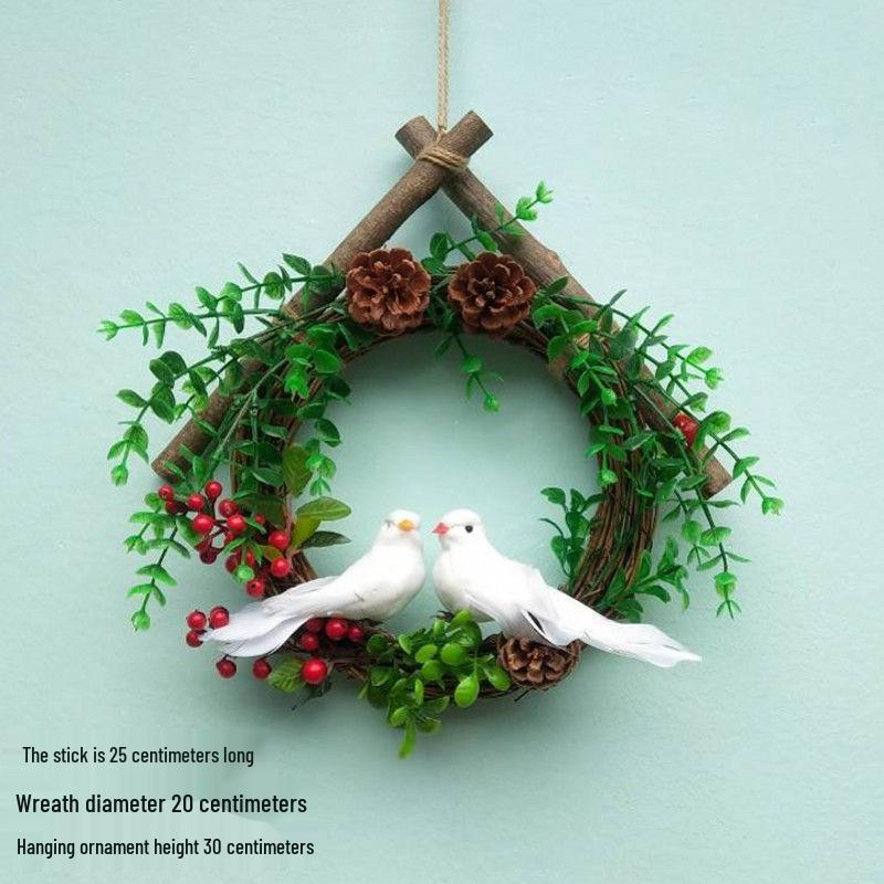 Forest Style Kindergarten Hanging Mobile: Creative Micro-landscape Arrangement with Bird's Nest and Decorative Pendants.