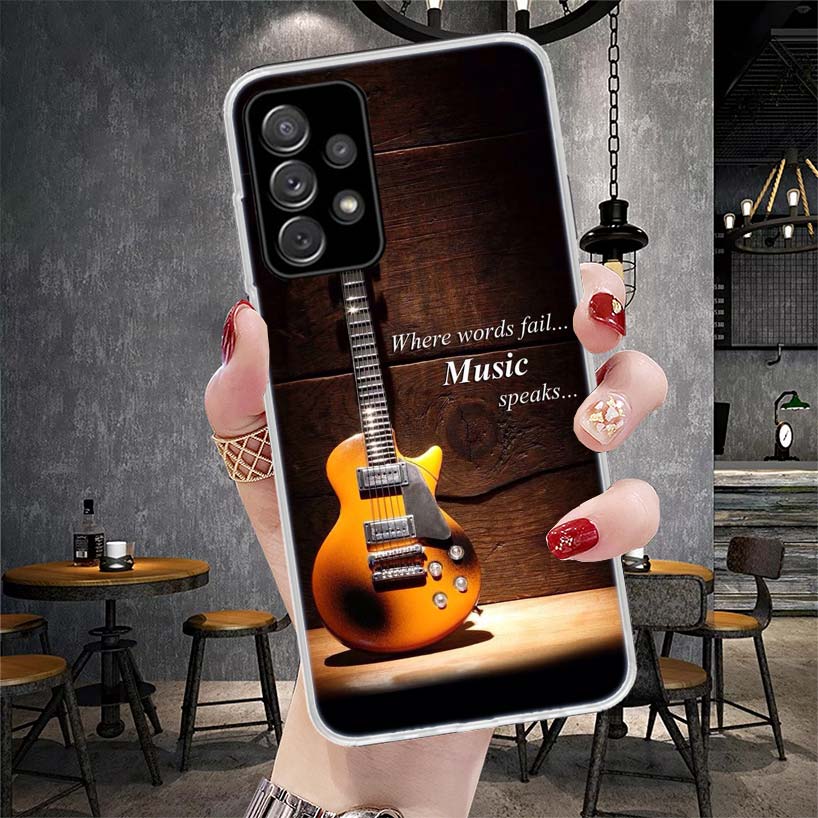 YA763-Music Score Musical Violin Guitar Phone Case For Samsung Galaxy A13 A14 A15 A16 A17 A53 A54 A55 A56 A57 A33 A34 A35 A36 A3