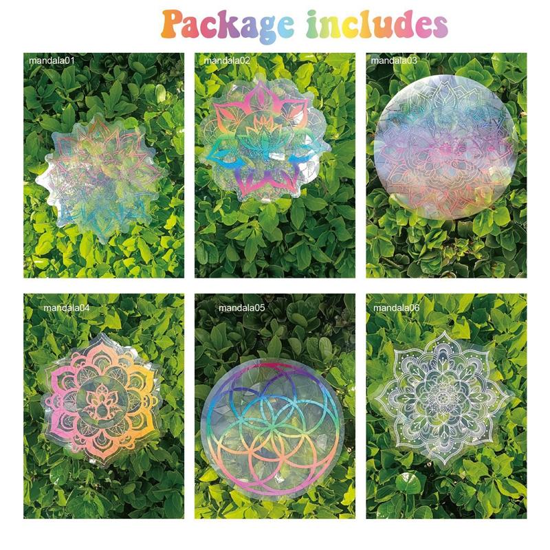 6Pcs/set Suncatcher Window Stickers Rainbow Maker PVC Glass Sticker Sun Catcher Wall Decal Art Home Bedroom Kids Room Decoration