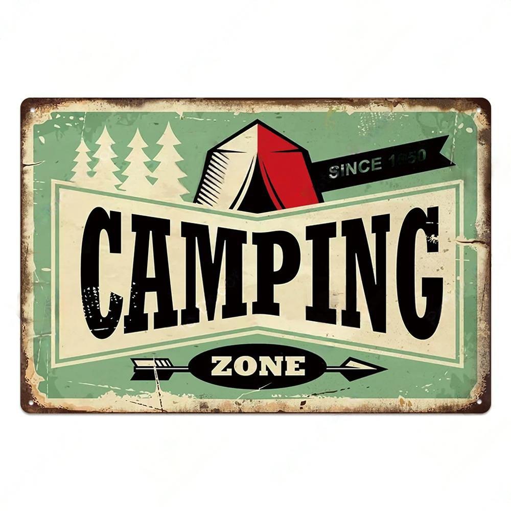 Camping Metal Posters Tin Sign Decor Vintage Plaque Metal Plate Retro Posters Wall Art Decor for Trip
