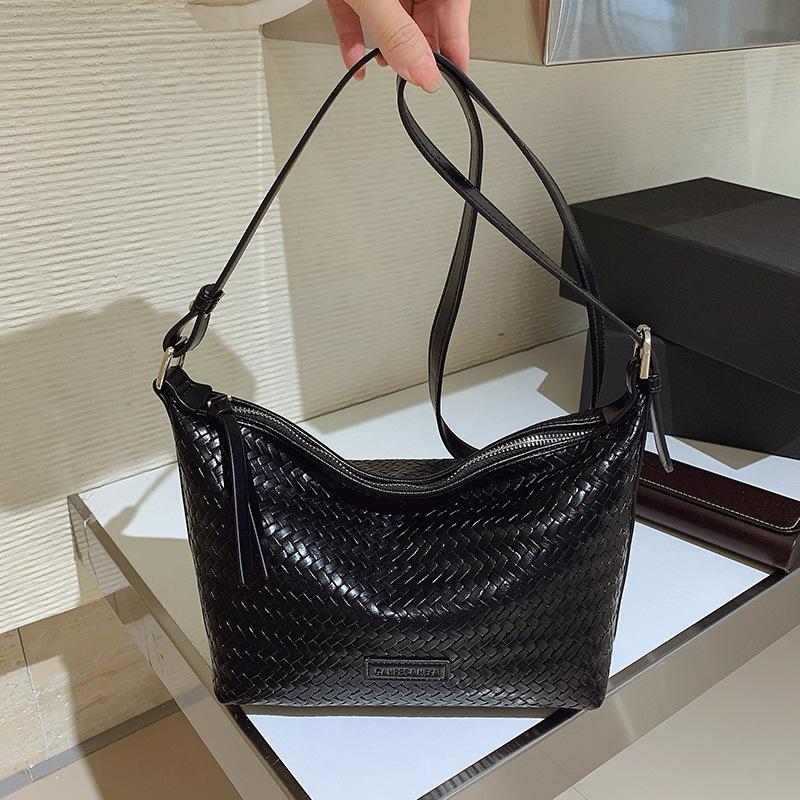 

Premium underarm bag women s new fashion woven pattern dumpling bag simple commuter shoulder messenger bag чёрный