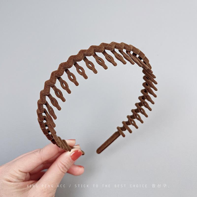 Washing Face Headband for Women Flocking Headband with Teeth Broken Hair Tidying Hair Pressing Non-slip Hairpin Headdress