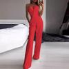 European and American Fashion Temperament Slim fit Slimming Sleeveless Jumpsuit Solid V-neck Wrap-around Sexy Jumpsuit Dress Women