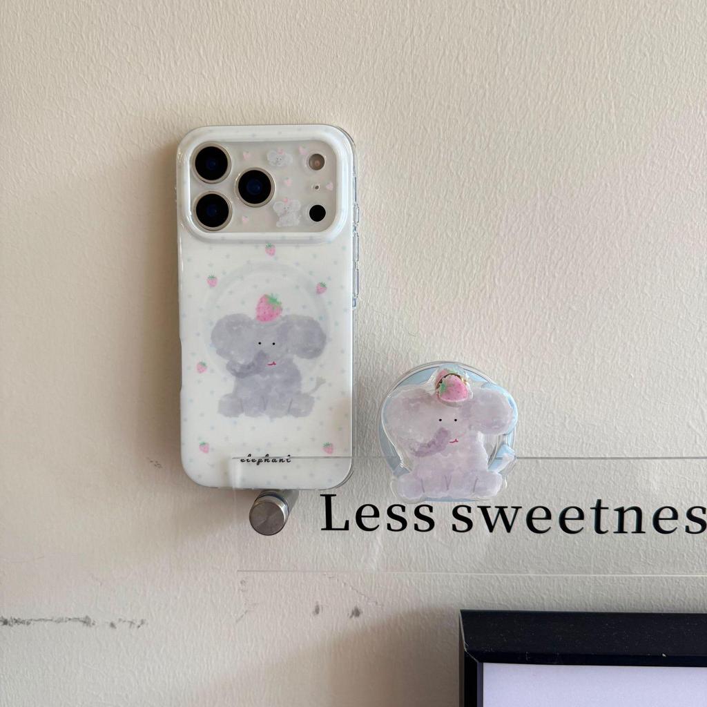 Strawberry Elephant iPhone 16/15/14 Pro Max Magnetic Case with Double Layer and Bracket