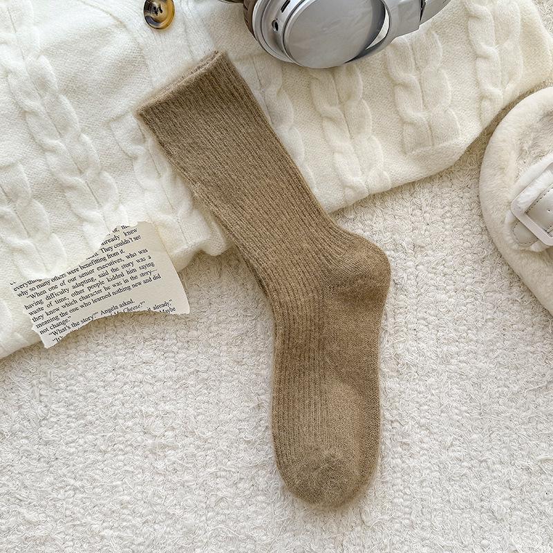 Zhuji Women's Soft Wool Fleece-Lined Socks - Thick, Warm Sleep Socks for Autumn and Winter