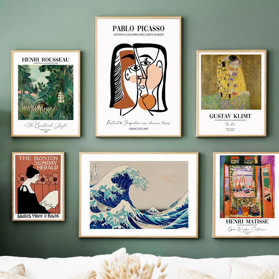 Henri Matisse Picasso Mark Rothko Kanagawa Wellen Wandkunst Leinwand Malerei Poster und Drucke Wandbilder für Wohnzimmer Dekor