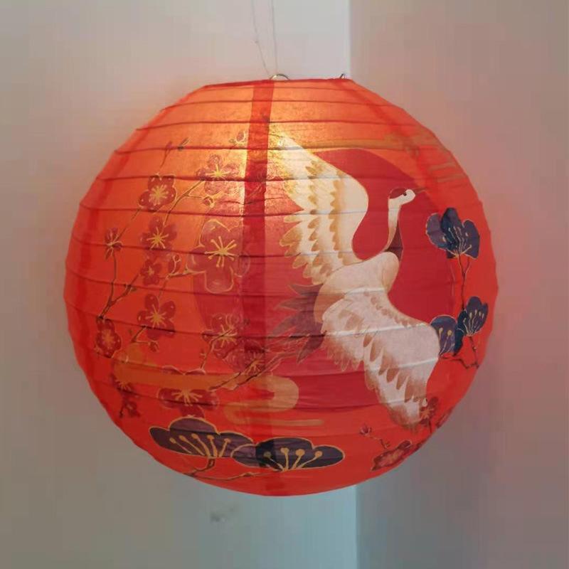 2 Pcs 30cm Lampshade Paper Lantern Chinese Oriental Style Light Decoration Round Paper Lanterns Wedding New Year Party Ornaments