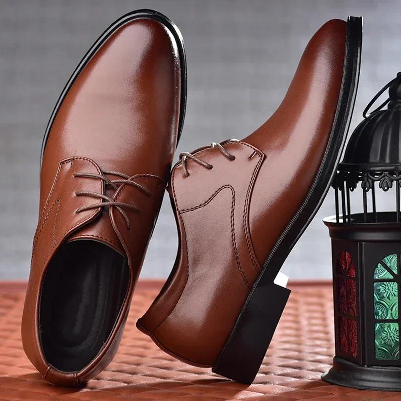 Fashion Spring Men's Leather Shoes Business Formal Shoes Autumn Lace-up All-match Casual Shoes Male Work Office Oxfords Zapatos Hombre