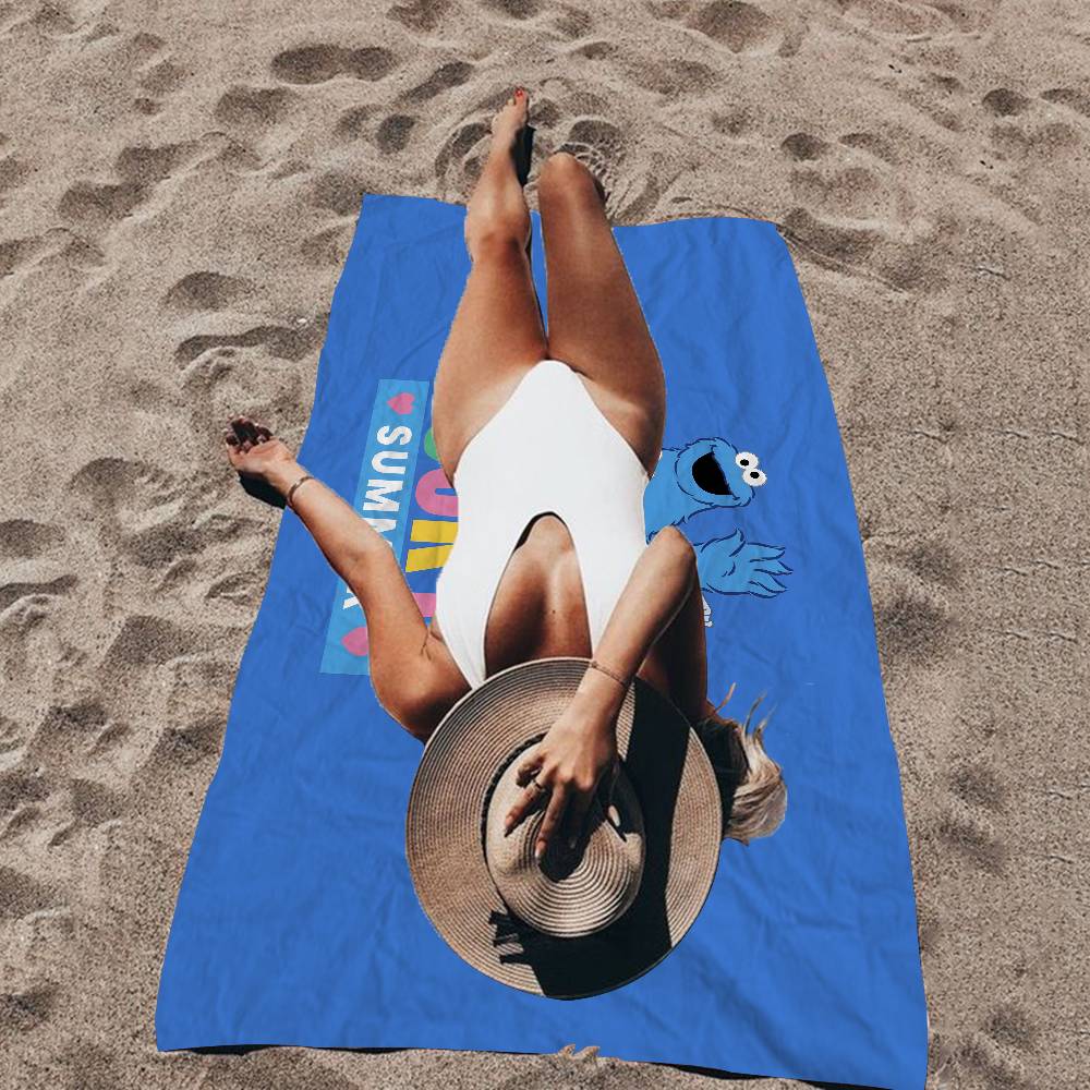 Sesame Street Cartoon Microfiber Blanket Quick Drying Beach Towels Oversized Printing Super Absorbent Pool Towel Blanket