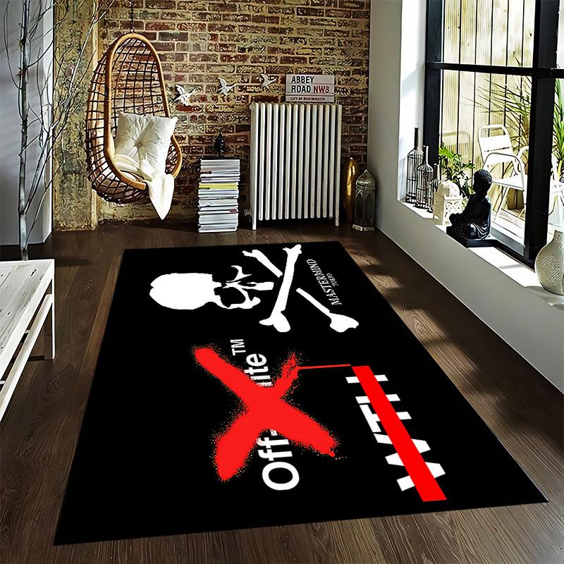 Skull Crossbones & Red X Carpet suitable as a non-slip mat for the living room or bedroom sofa
