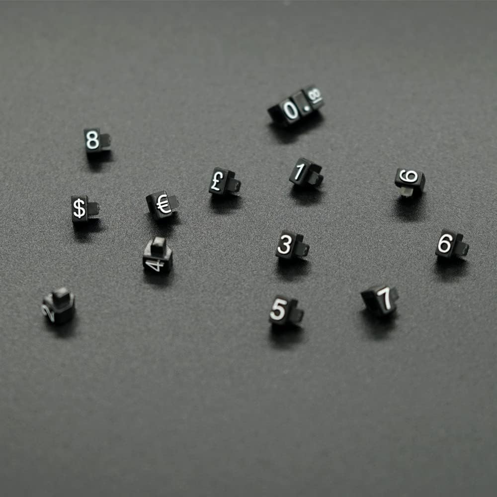 Mollytek 10 Sets Price Display Cube Adjustable Price Tag for Jewelry Price Display Counter Stand Number Letter Dollar Price Block Kit for Retail Shop