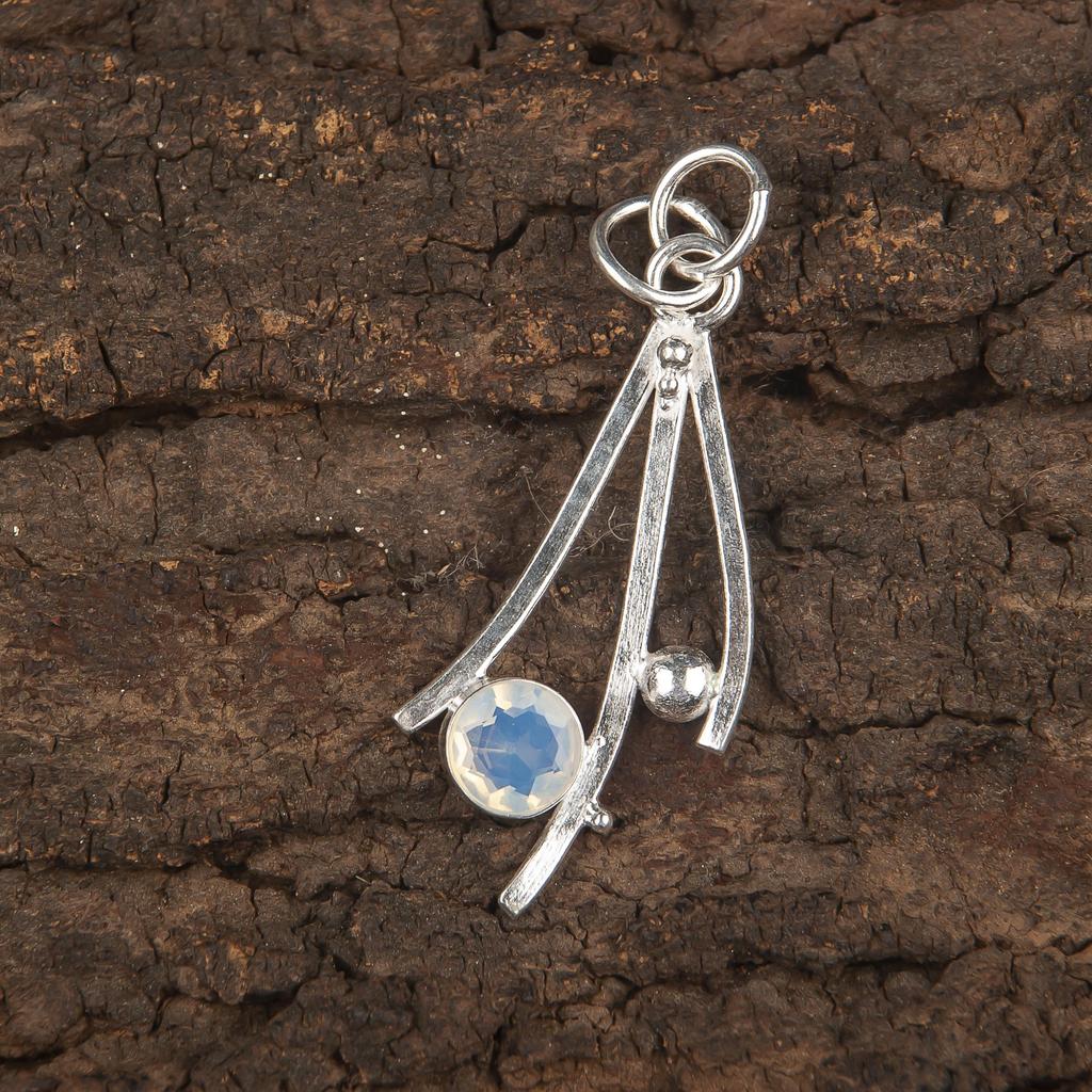 Pandantiv Bijuterii Opal Lăptos Handmade Design Nou, Pandantiv cu Piatră Prețioasă din Argint Sterling 925 Masiv, Cadou Pentru Mamă