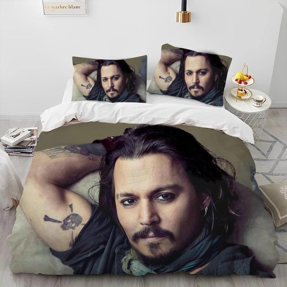 3D Printing Johnny Depp Series Comforter Bedding Set,Duvet Cover Bed Set Quilt Cover Pillowcase,king Queen Size Bedding Set Kids