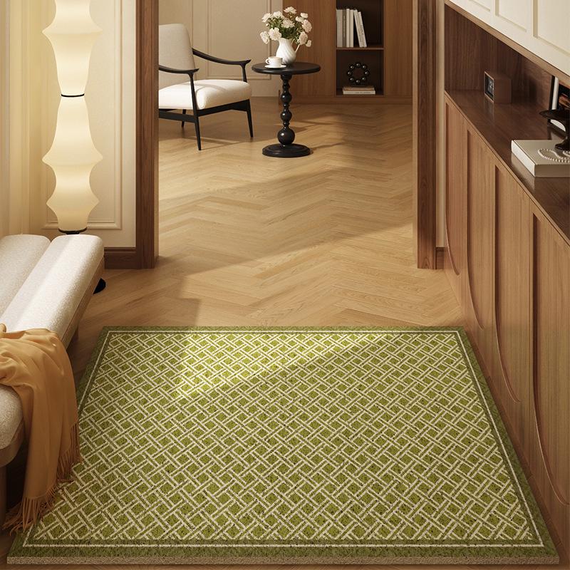 French Vintage Green Silk Doormat: Dirt & Wear-Resistant, Non-Slip Entrance Rug for Indoor/Outdoor Use