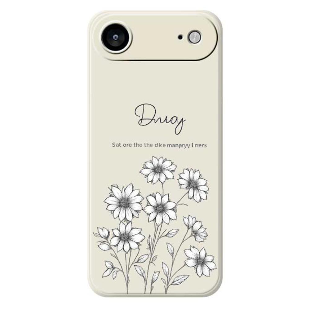 For iPhone 17 Air Case Sketch Flowers Pattern Printing Straight Edge TPU Phone Back Cover