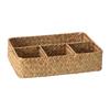 Straw Woven Organized Basket Breathable Compartments For Living Room Office Storage