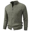 Pull Cardigan Homme Automne Hiver Mode Col Montant Fermeture Éclair Chaud Tricoté Cardigan-Manteau Homme Coupe Ajustée Cardigans Tricotés Vêtements d'Extérieur