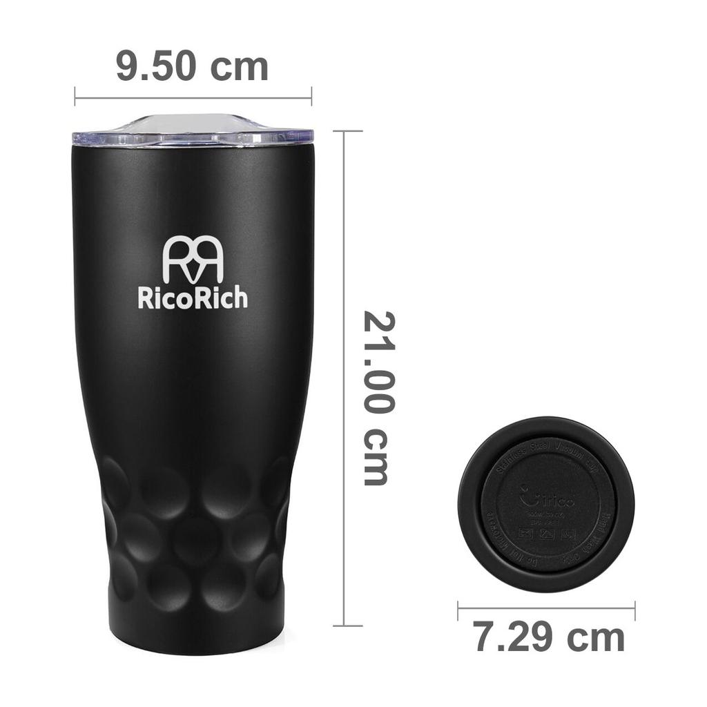 RicoRich Vacuum Insulated Tumbler with Lid Stainless Steel Double Structure 900ml Black (RRWB11-BK)