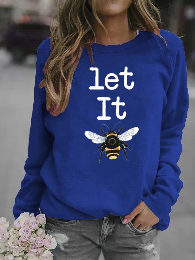 Women's Animal Bee Print Round Neck Hoodie
