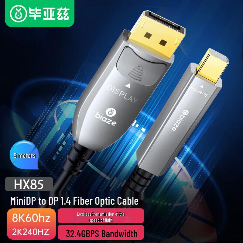 BIYUEZ Mini DisplayPort to DisplayPort 1.4 Fiber Optic Cable